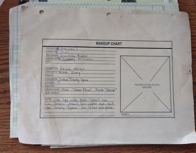 original BABYLON 5 Studio Make Up Chart  ,for ZOE Marissa Ribisi    s9