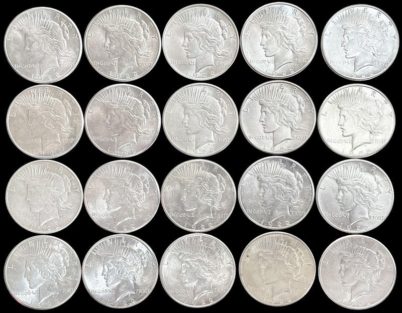 1922 S SILVER US PEACE $1 DOLLARS FLORIDA HOARD 20