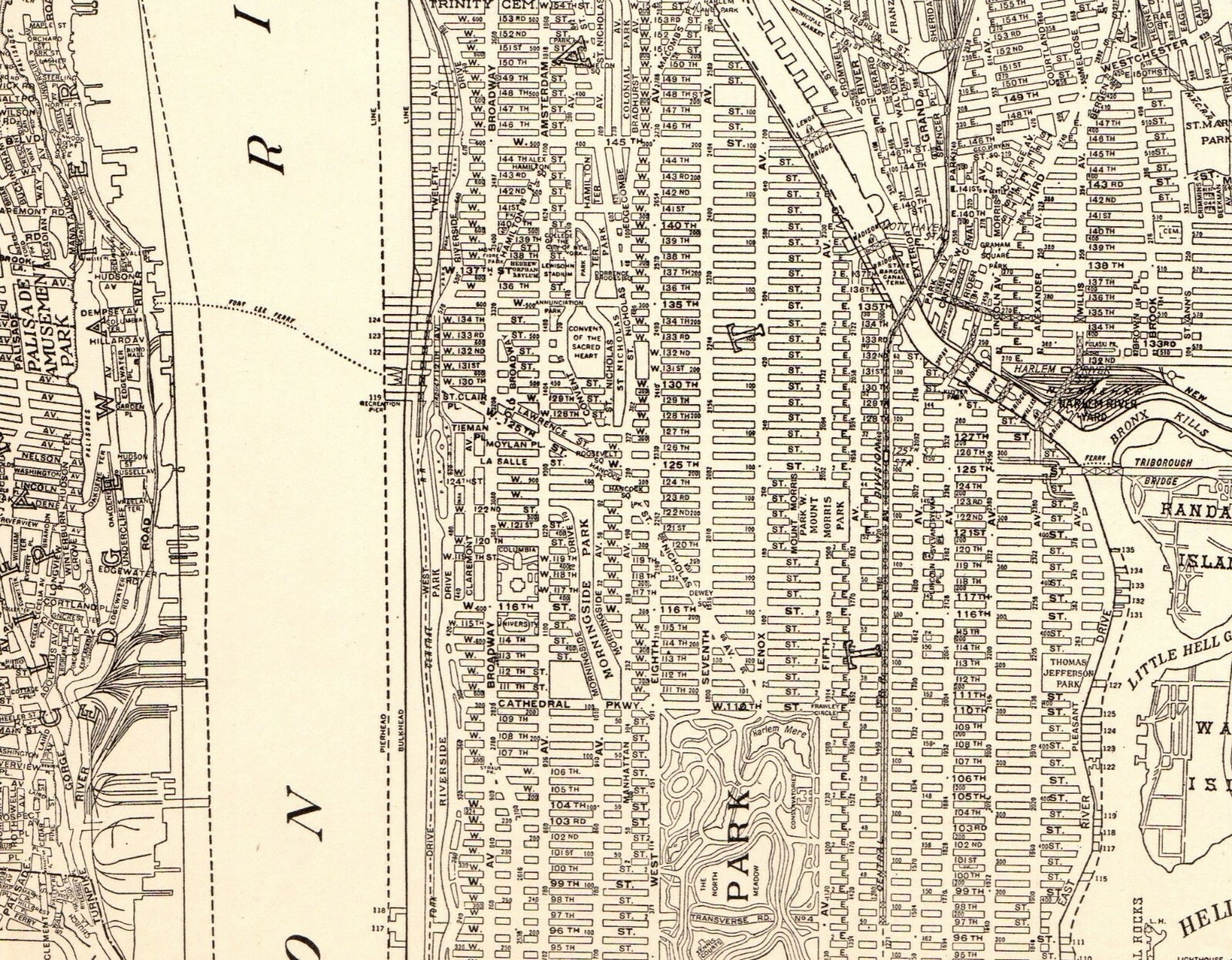 1938 Antique MANHATTAN Map & BRONX  New York City Map Gallery Wall Art #6535