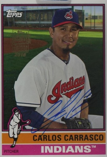 2018 Topps Archives Signature Series Active Player Edition Buybacks - Carlos Carrasco #15TA-116