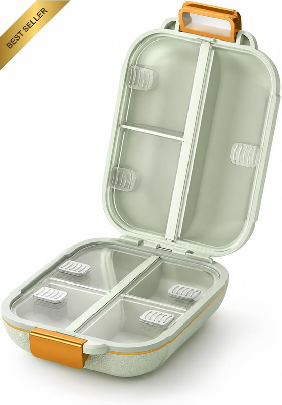 Moisture-Proof Medicine Storage Box, Green 7-Day Pill Organizer, 1 Pc Dustproof