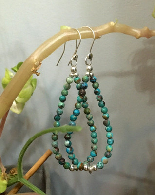 Sterling Silver Native American Style Hubei Turquoise Earrings