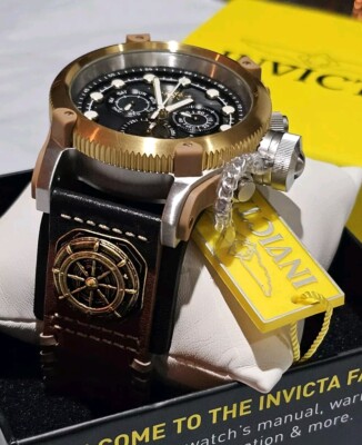 Invicta - Pro Diver - Swiss Z60 Chronograph - HELM Dual Layer Leather mens watch