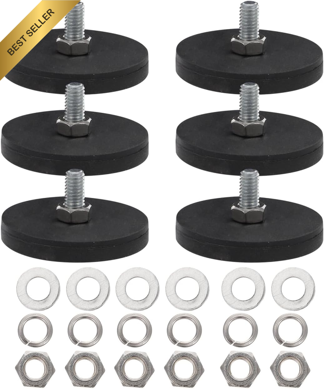 6Pcs M6 Thread Rubber Coated round Magnets Magnetic Mount Holder for Car Roof Li