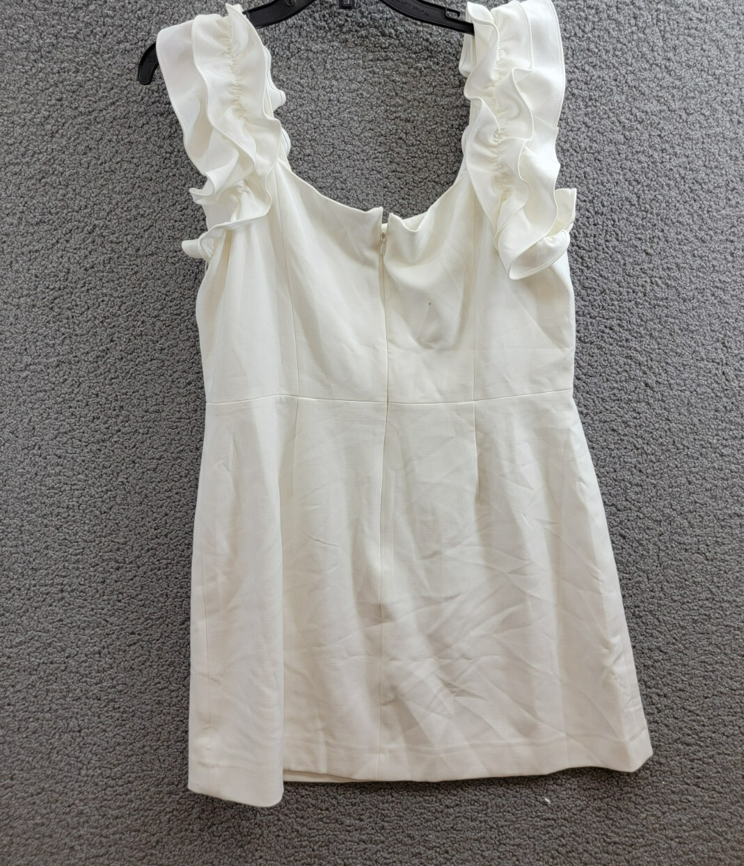FRENCH CONNECTION Whisper Ruffled Mini Dress Women's 12 White Back Zip Closure - Picture 9 of 17