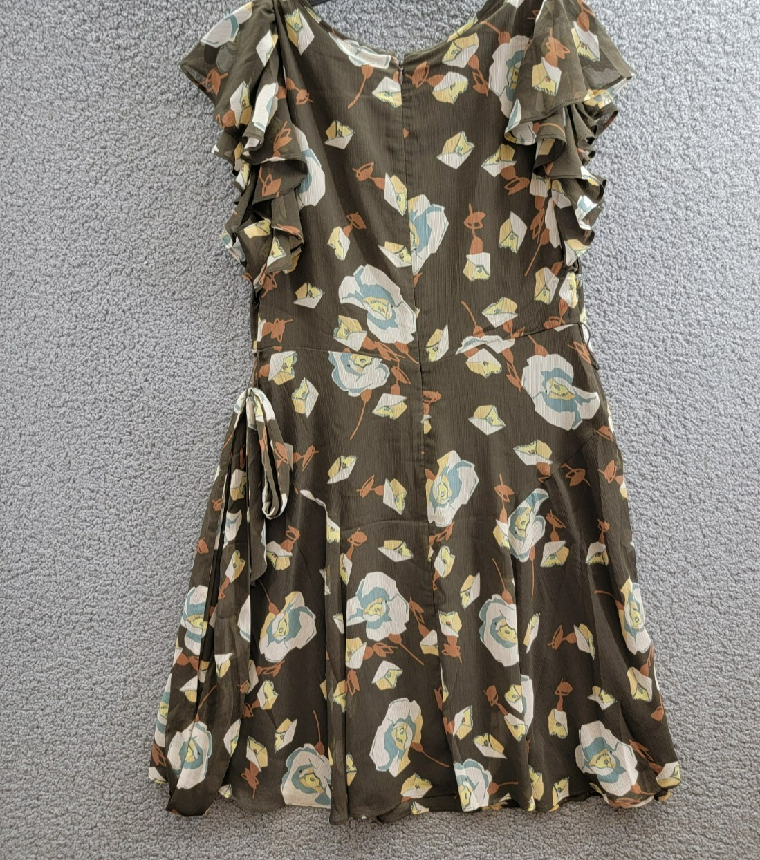 Lauren Ralph Lauren Petite Floral Flutter-Sleeve Dress Women's 10P Brown Multi - Picture 9 of 17