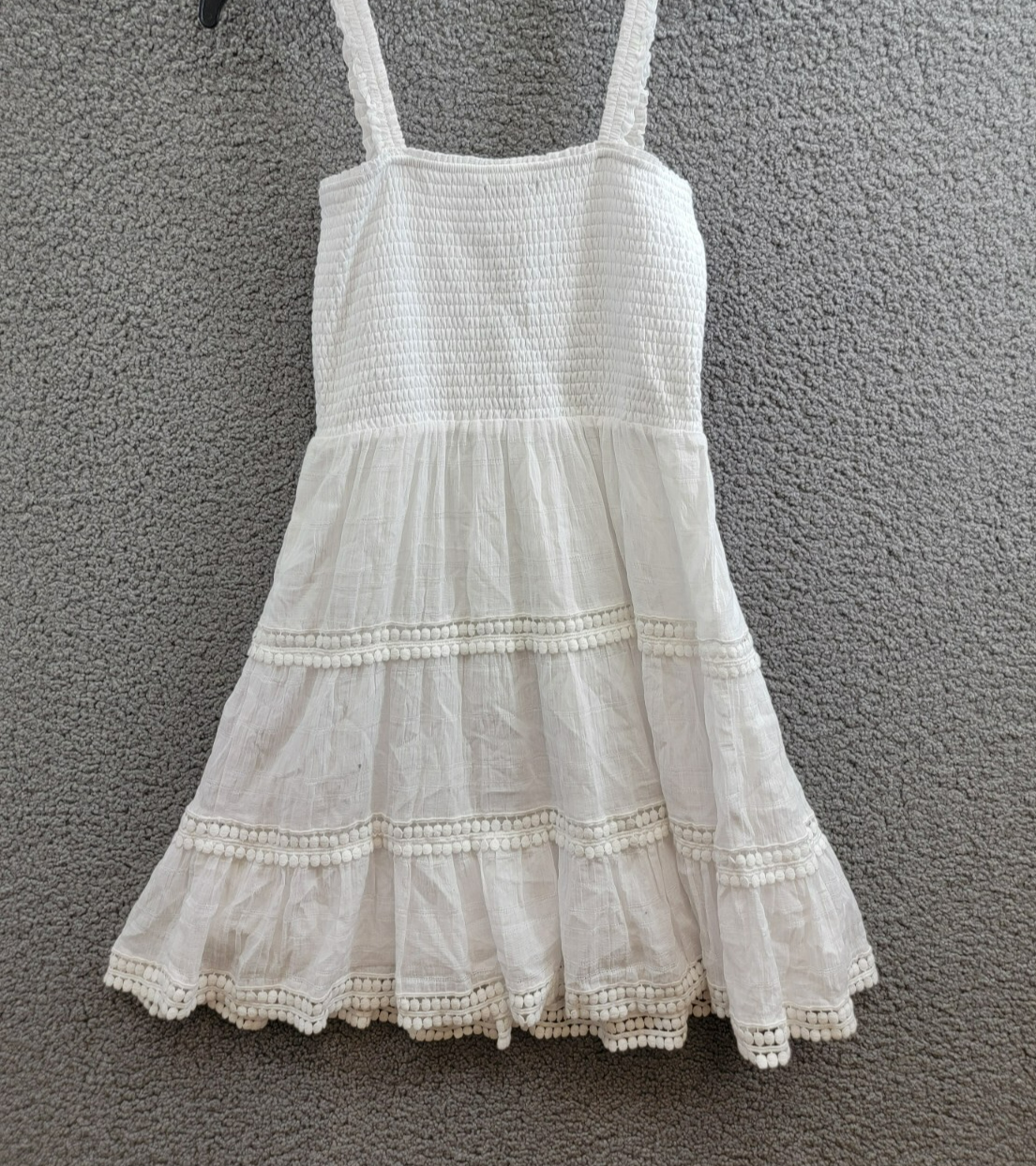 Steve Madden Kahina Tiered Lace-Trim Minidress Women's M White Straight Neck - Picture 9 of 15