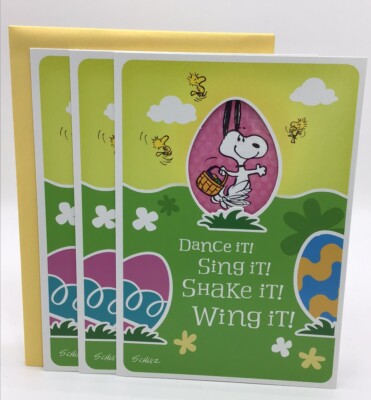 3 Hallmark Peanuts Snoopy Woodstock Happy Easter Card Someone Special STICKERS