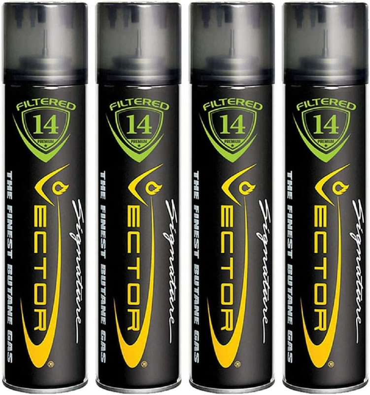 Vector Vector 14x Filtered Premium Refined Fuel Butane Gas Refill 320mL 4 Cans