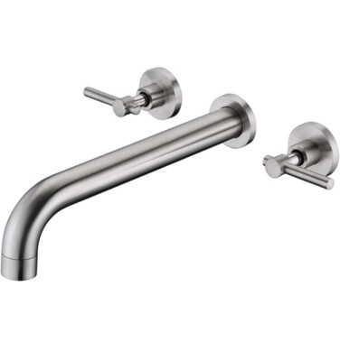 Wall Mount Tub Filler Faucet Brushed Nickel High Flow Bathtub Faucet Two Handles