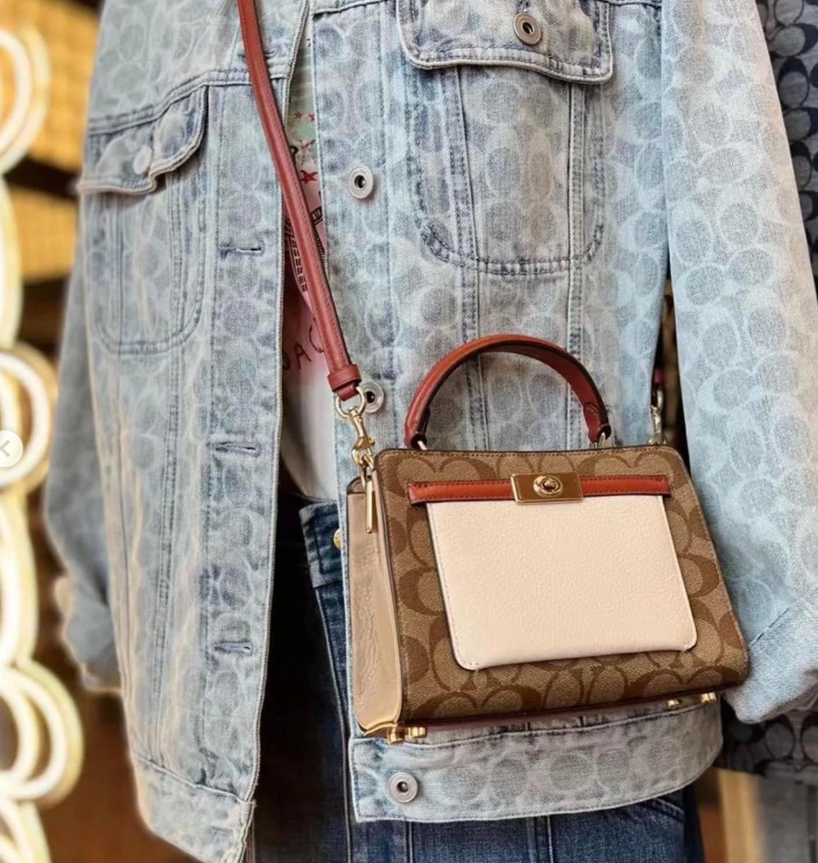 coach mini lane top handle