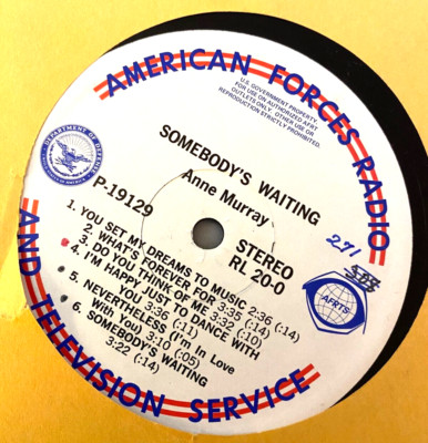 RL 20-0 ARMED FORCES RADIO: ANNE MURRAY SOMEBODY'S WAITING/TONY ORLANDO LIVIN'