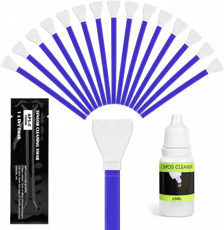 APS-C Camera Sensor Cleaning Kit, 15Pcs 16Mm Sensor Cleaning Swabs with 15Ml Sen