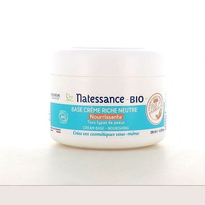 Base Crème Riche Neutre Bio Natessance 200ml Soin Nourrissant et Personnalisable