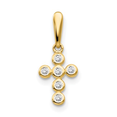 Avariah Solid 14k Yellow Gold CZ ren's Cross Pendant