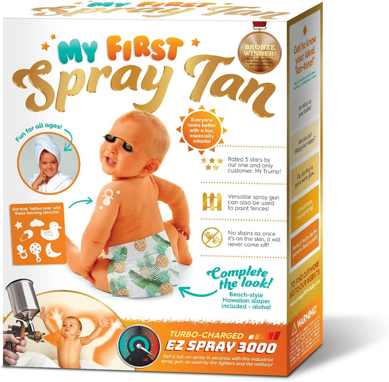 My First Spray Tan Prank Gift Box - Funny Gift for New Parents or White Elephant