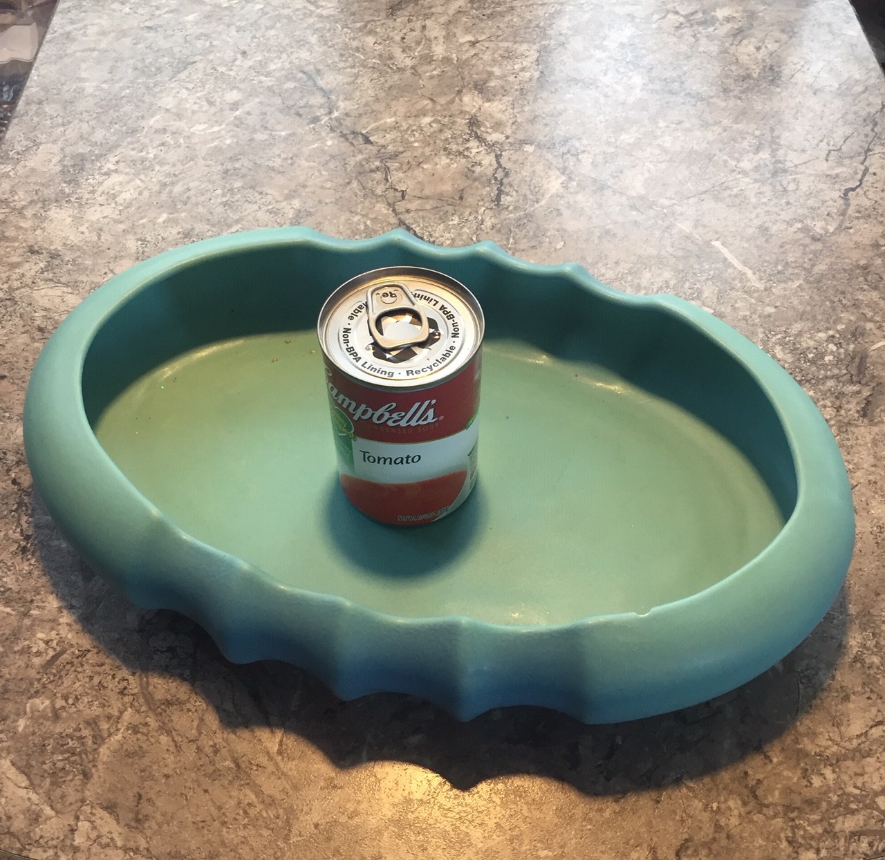 Vintage Large Van Briggle Art Pottery Oval Bowl Blue Turquoise 14