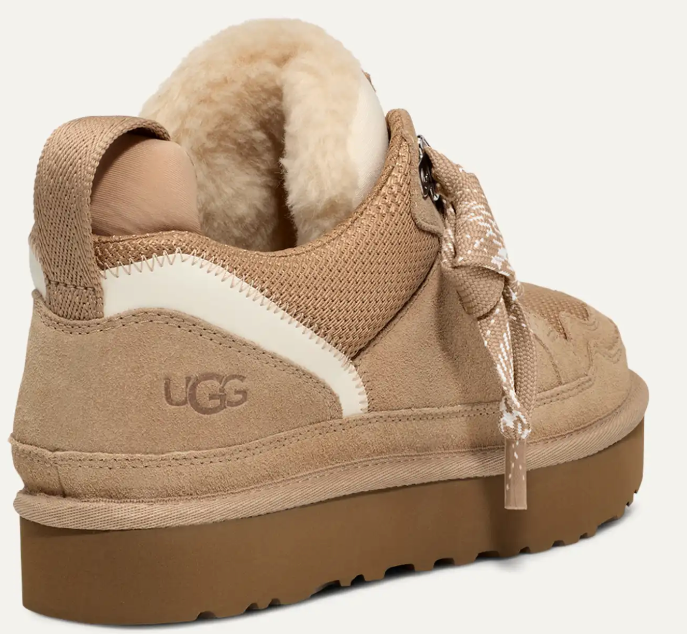 Pre-owned Ugg Women's Shoes  Lowmel Suede & Canvas High Top Sneakers 1144032 Sand Ships Now In Beige