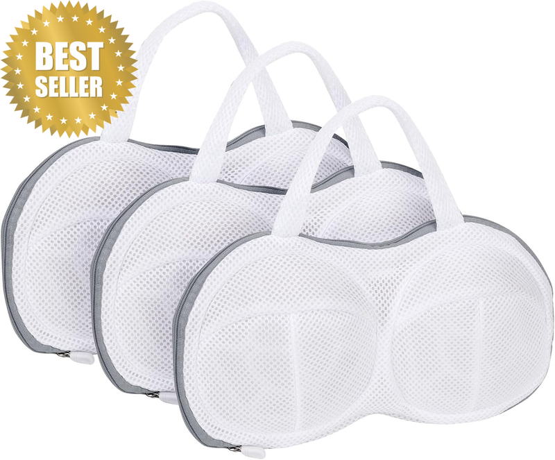 3 Pack Bra Wash Bags for Laundry & Washing Machine,Reusable Lingerie Bag with Zi