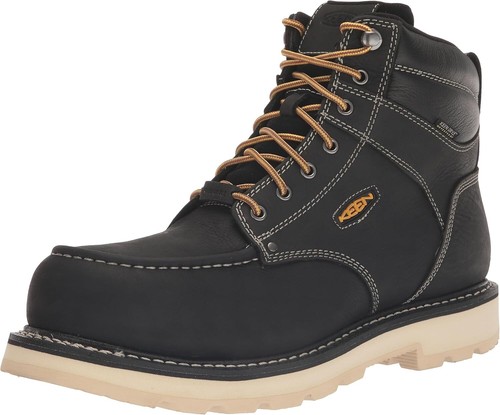 Pre-owned Keen Utility Men's Cincinnati 6inch Composite Toe Waterproof 90 Degree Heel... In Black/sandshell