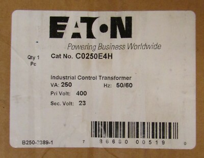  EATON CUTLER HAMMER C0250E4H 250VA Control Transformer Pri 400VAC Sec 23