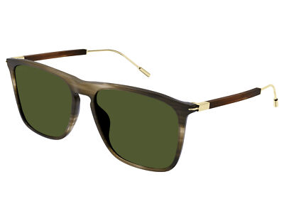 Pre-owned Gucci Gg1269s-003 Havana Gold Green Sunglasses