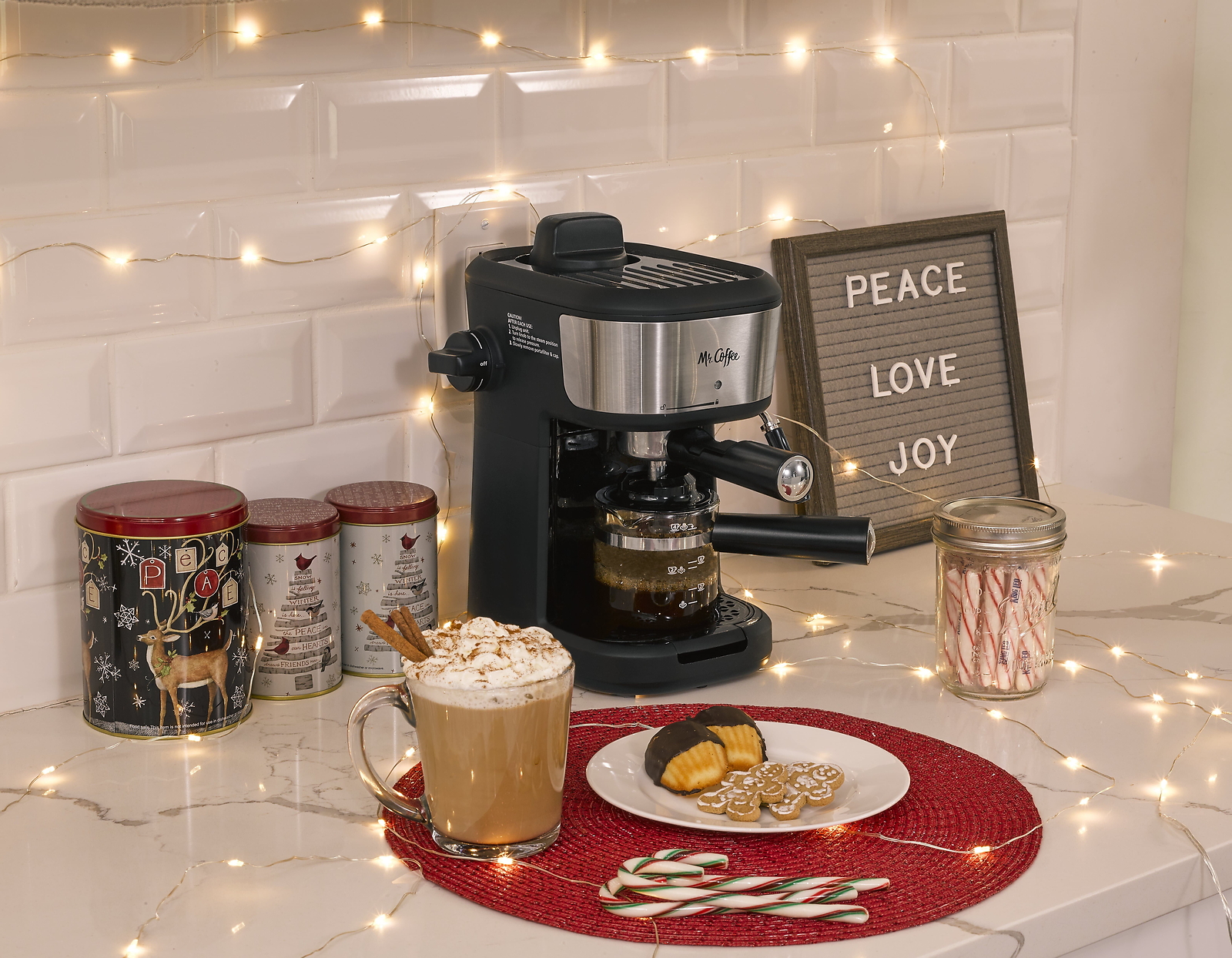 Mr. Coffee&reg; 4-Shot Steam Espresso, Cappuccino, and Latte Maker in Black