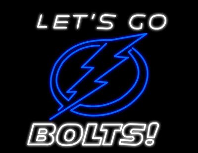 Tampa Bay Lightning Go Bolts Ice Hockey 24''x20'' Neon Light Sign Lamp Wall Decor