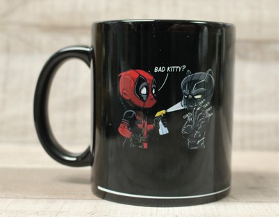 Dead Pool Black Panther Bad Kitty MCU Coffee Cup Mug - Black - New