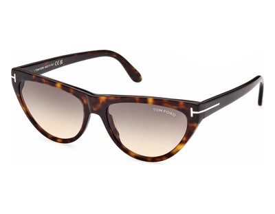 Pre-owned Tom Ford Ft0990-52b-56 Dark Havana Sunglasses In Gray