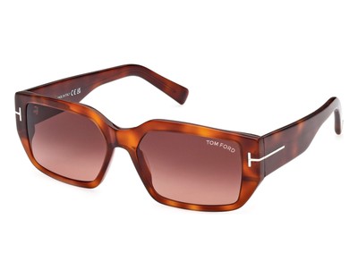 Pre-owned Tom Ford Ft0989-53t-56 Blonde Havana Sunglasses In Red