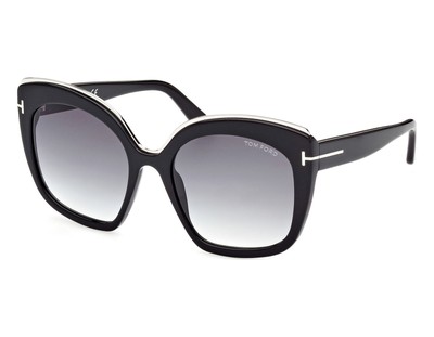 Pre-owned Tom Ford Ft0944-01b-55 Shiny Black Sunglasses In Gray
