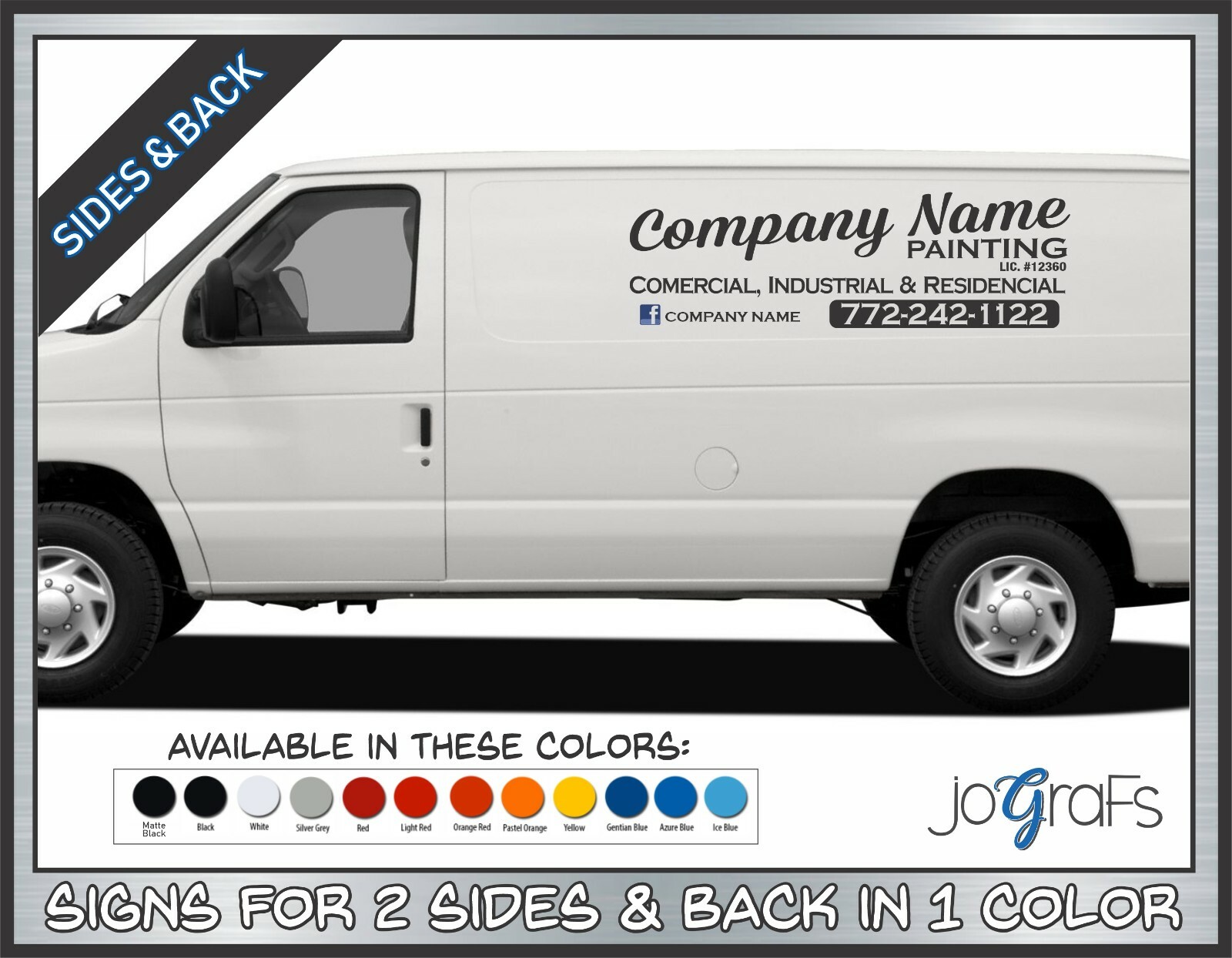 VAN看板 Business Van Signs Company Lettering Vinyl Signs 2 Sides