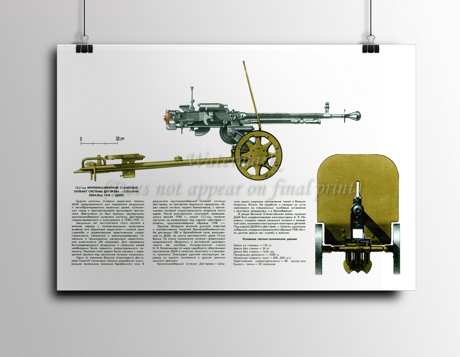Soviet Russian Military Poster Print DShK 1938 12.7mm Heavy
