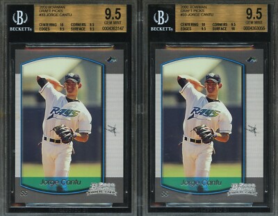 (2) BGS 9.5 2000 BOWMAN DRAFT PICKS #33 JORGE CANTU *.5 AWAY FROM PRISTINE w10s*