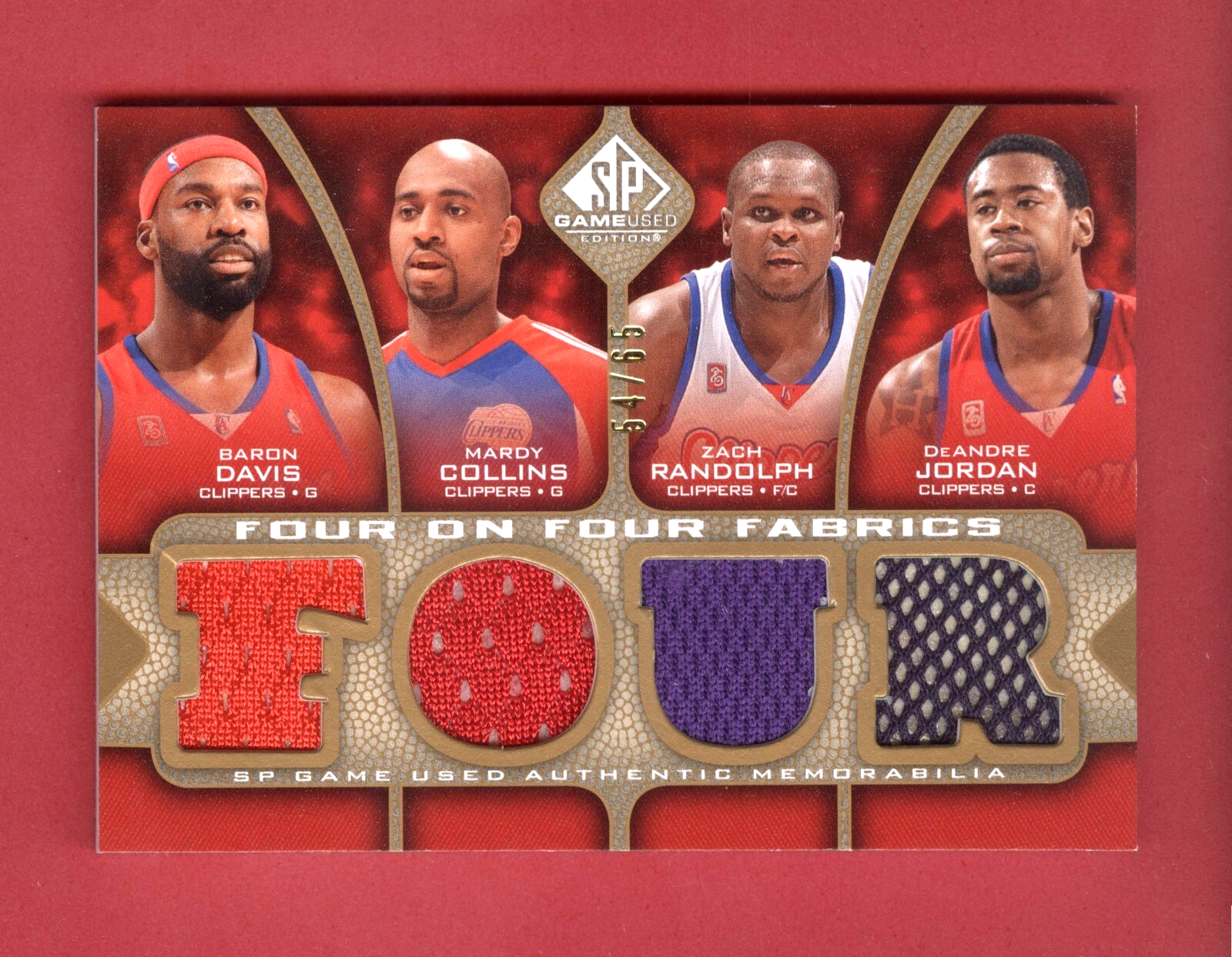 2009-10 SP GAME-USED FOUR ON FOUR FABRICS 8-RELICS CARD #FF
