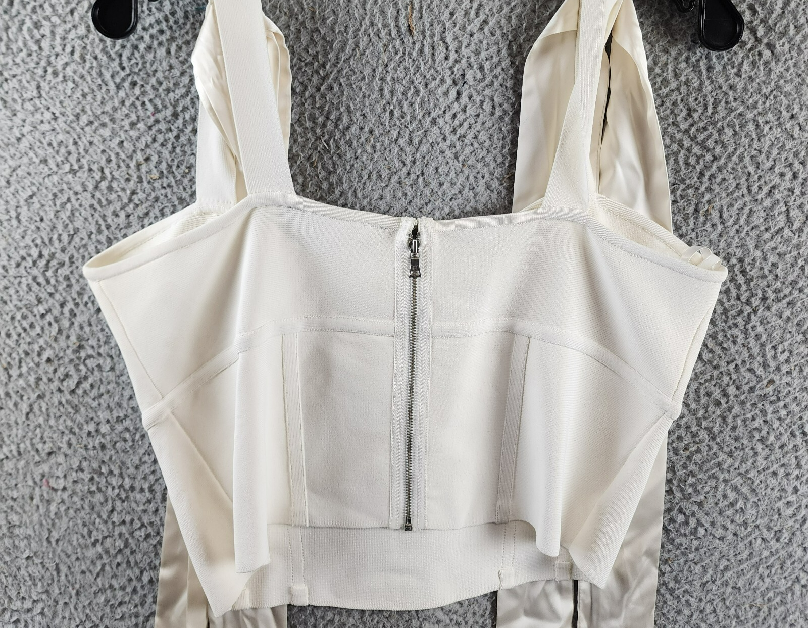 BCBGMAXAZRIA Cropped Corset Top Women's L Gardenia Sweetheart Neck Back Zip - Picture 12 of 14