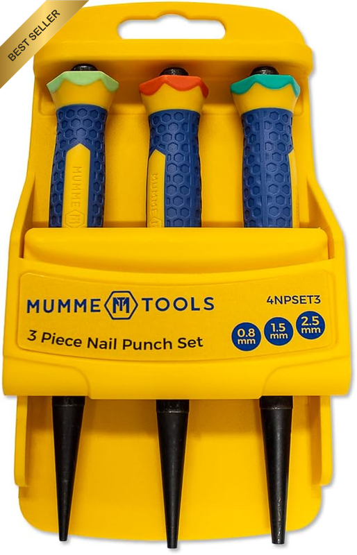Mumme 3Pc Nail Punch Set – Best for Driving Nails below Timber Surfaces, Made wi