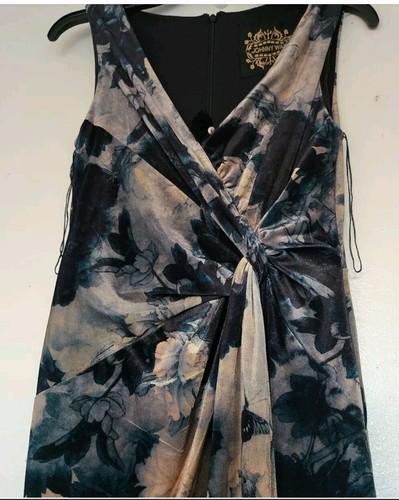 Pre-owned Johnny Was Floral Sherwood Mist Velvet Maxi Cocktail Dress Sz-6&14 $575 In Sherwood/multicolored