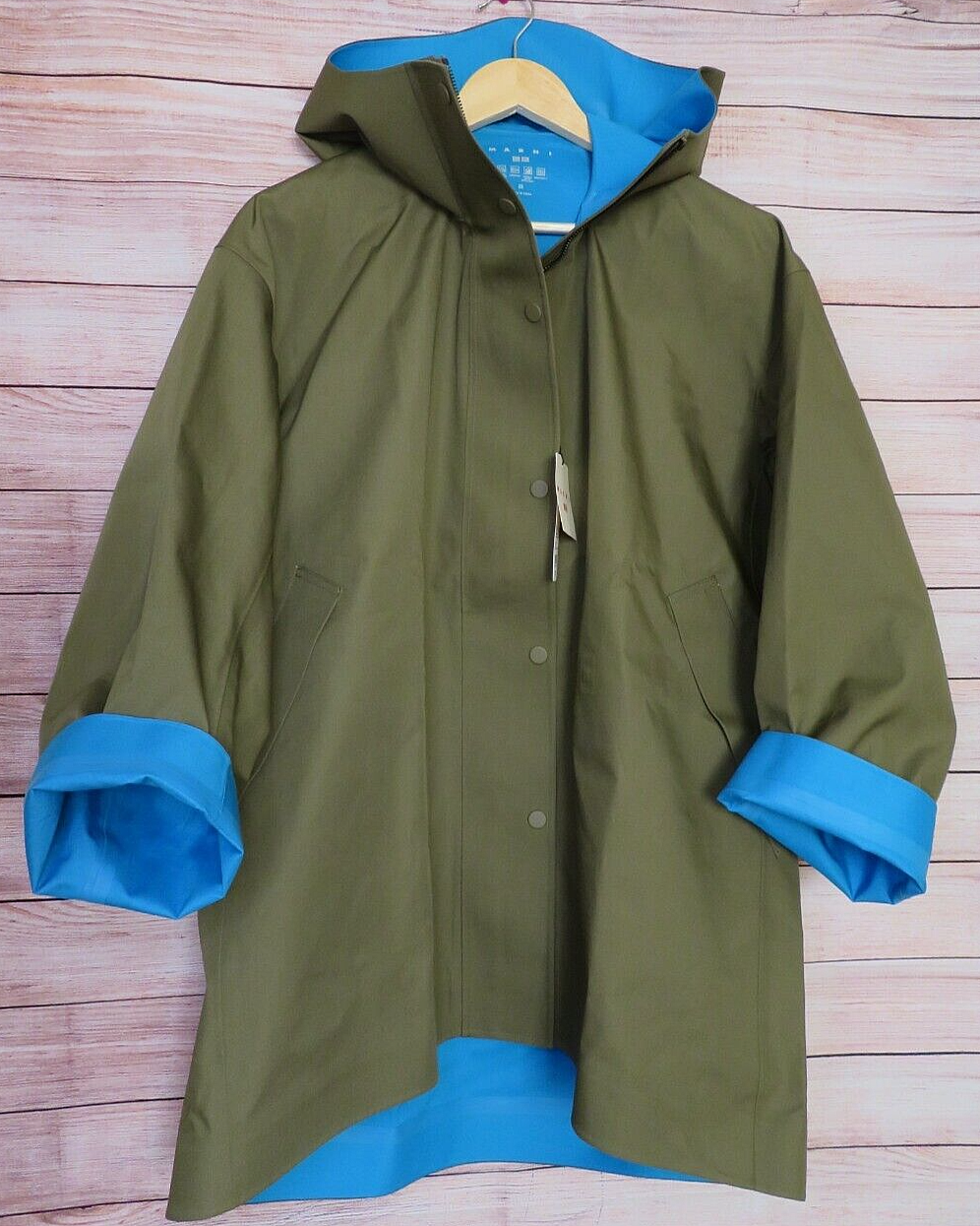 m o c o ✿.*・ MARNI Uniqlo Blocktech Oversized Half Coat Rain Coat Olive