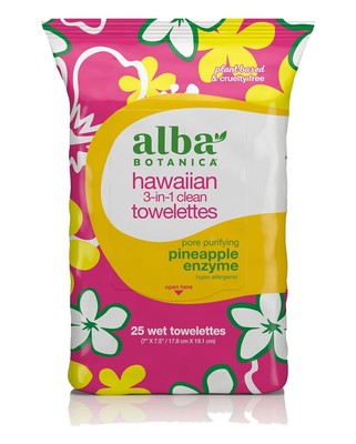Гавайские салфетки Alba Botanica 3-в-1 в упаковке по 25 карат