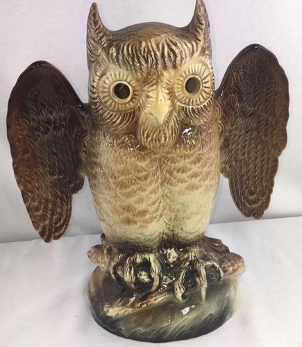 Vintage Great Horned Owl TV Lamp Mid Century Kron Texas Light Electric USA MCM