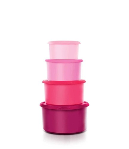 Tupperwareタッパーウェア　 システムドロワー　4個セット　ピンク Tupperware New One-touch Toppers Canisters with Lids, Set of