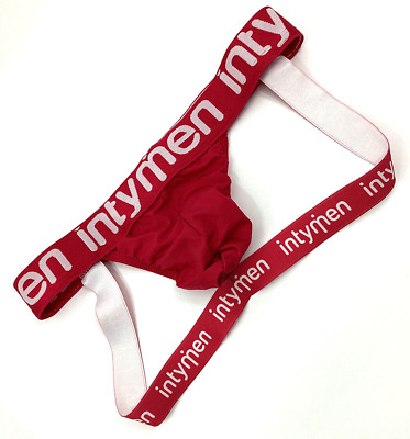 INTYMEN Underwear Jockstrap SMALL Red w/ White Logo On Straps/Waist