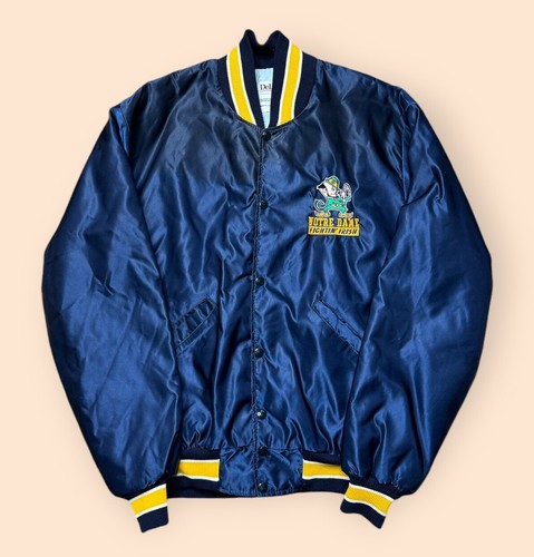 Vintage Notre Dame 1980s Bomber Satin Jacket Large Delong