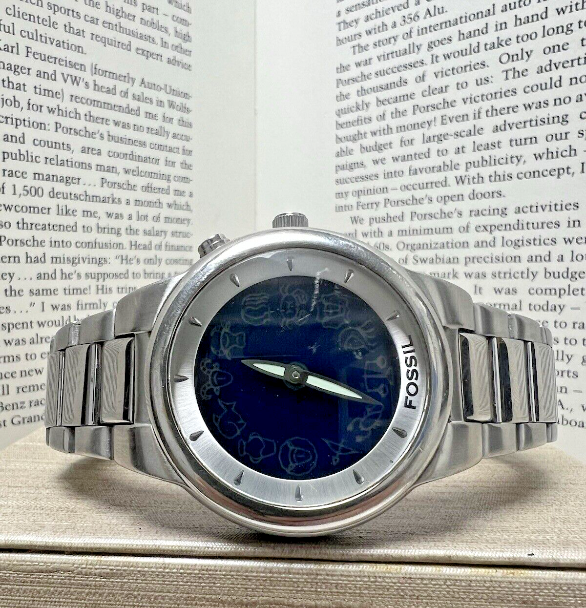 時計 FOSSIL BIG TIC analog watch silver blue Fossil Big Tic Kanji Men's Silver Tone Quartz Watch | eBay