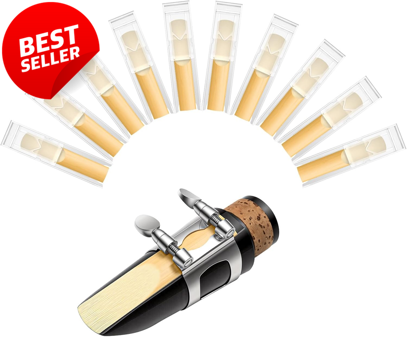 Bb Clarinet Reeds Strength 2.5 10 Pack Individually Wrapped w Case Easy Play - U