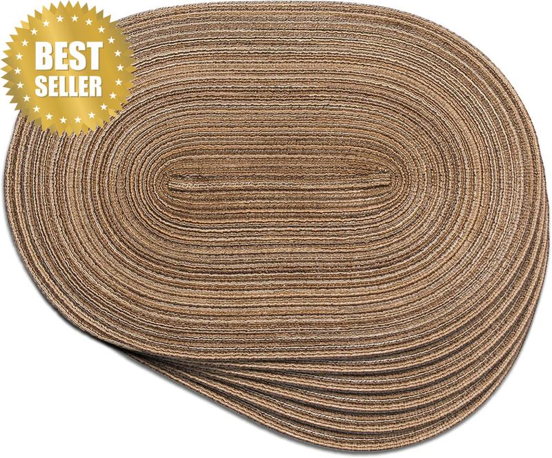 Set of 6 Woven Placemats for Dining Table, 12X18 Inches Heat Resistant and Machi
