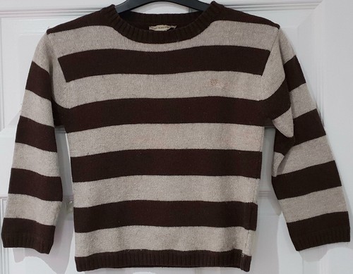 BURBERRY Boy's Brown Beige Cotton Wool Blend Striped Knit