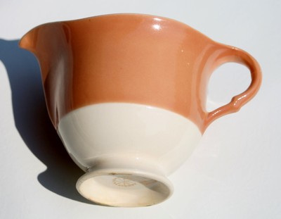 Limoges Candle Light Creamer Orange Brown & Cream with Floral Pattern Interior